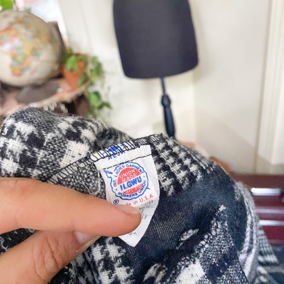 SOLD Vintage 80s Houndstooth Oversized Boxy Wool Blazer Shacket - Picture 5 of 8